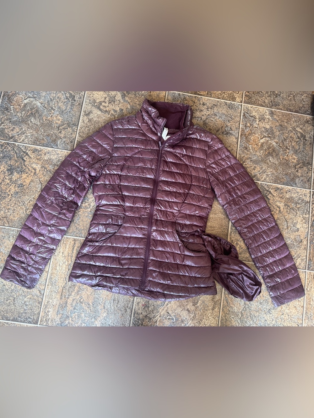 Lululemon Pack It Down Shine Puff Quilted Water Repellent Jacket Burgundy Size 6